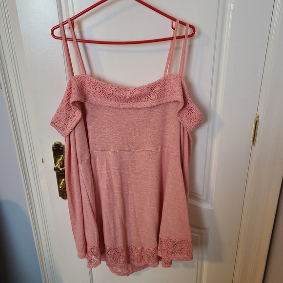 Rosegal Light Pink Top Long Sleeve Cold Shoulder Double Straps Lace US 20 3X - Picture 7 of 7